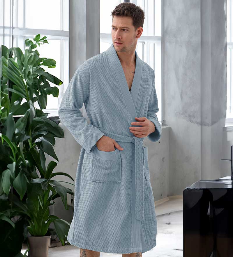 Men's Organic Turkish Terry Cloth Kimono Bathrobe